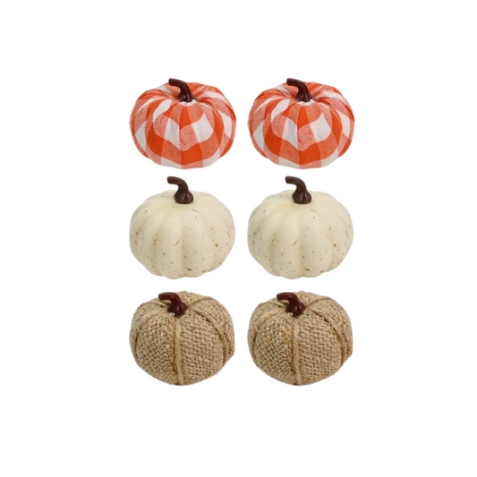 Checkered Artificial Pumpkin, Set of 6 pumpkins