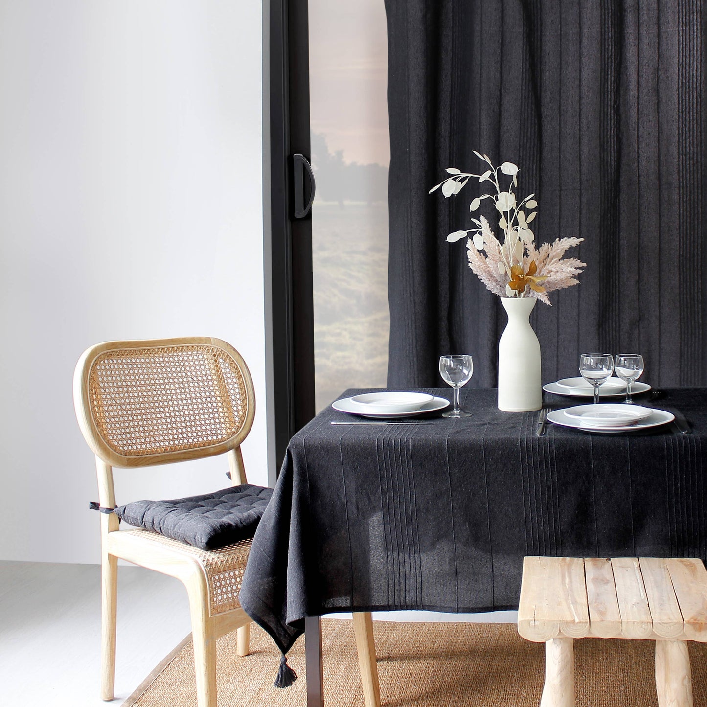 Bombay Natural Tablecloth, Recycled Cotton (140x240cm ANTHRACITE Color)