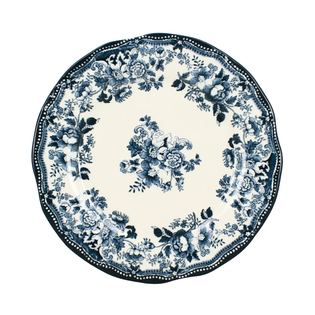 Faustine Dinner Plates – Blue Porcelain Vintage Floral Plates – Set of 6 (26cm)