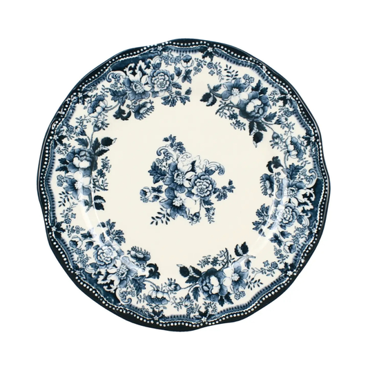 Faustine Dinner Plates – Blue Porcelain Vintage Floral Plates – Set of 6 (26cm)