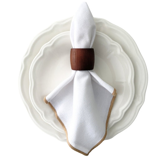 Petra - Acacia Wooden Oval Napkin Ring, Set of 4 (dark wood)