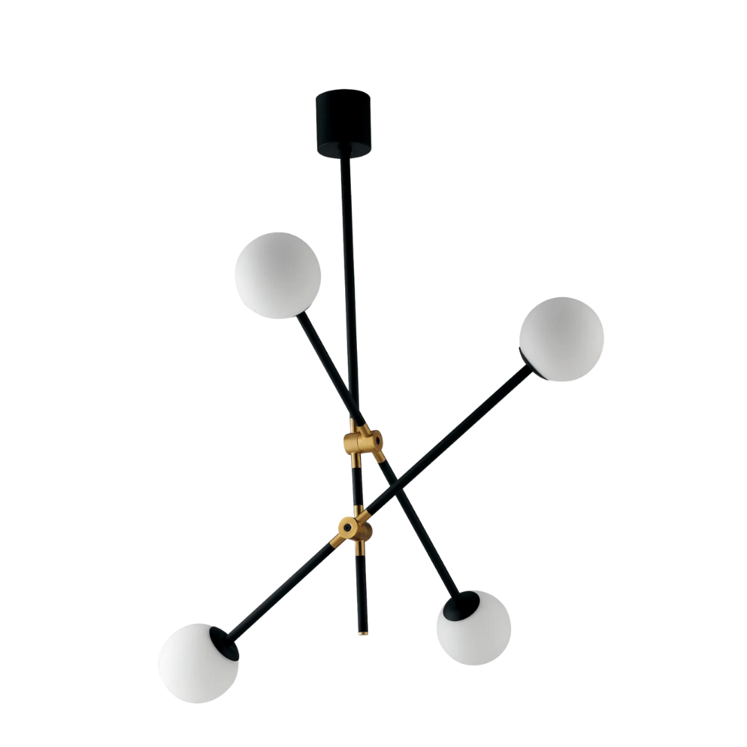 ANTITESI Pendant Lamp Black Metal -Gold Brass - Matt White (4 lights)