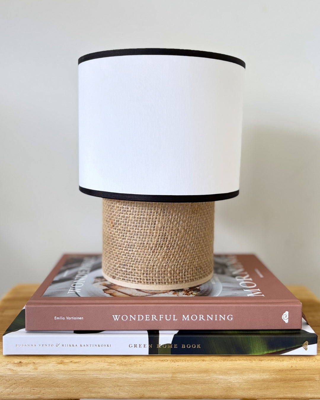 Tabata Noir Artisan Lamp | Sisal & White Cotton H22cm.