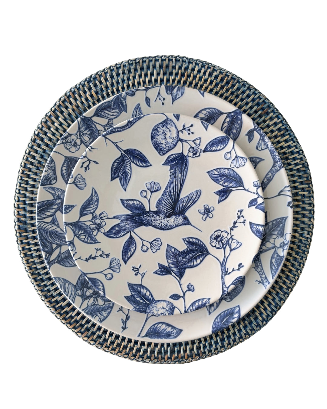 Colibri 12-Piece Ceramic Dinnerware Set | Blue Nature-Inspired Relief Design | Featured in InsideKent Magazine "Blue True" 2026