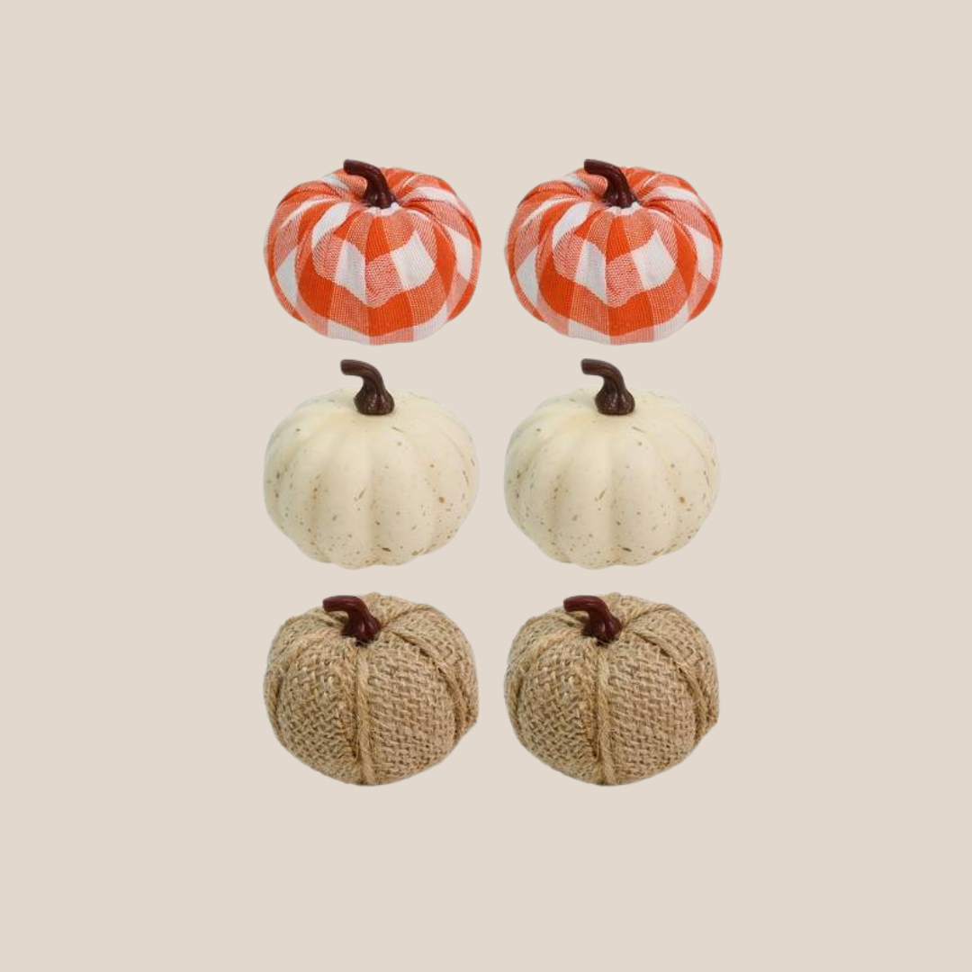 Checkered Artificial Pumpkin, Set of 6 pumpkins