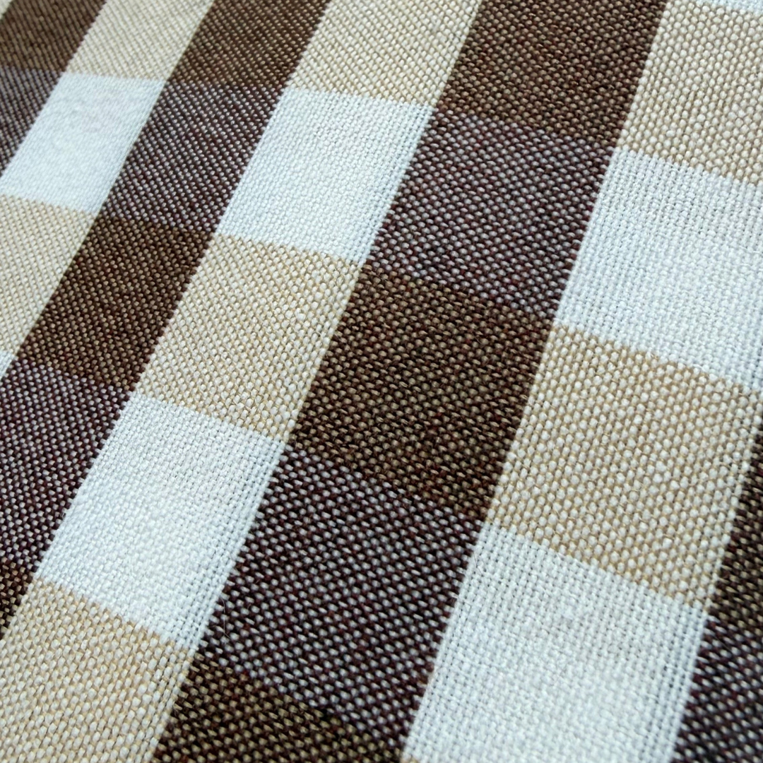 Brown & Beige Gingham Rectangular Water Repellent Tablecloth