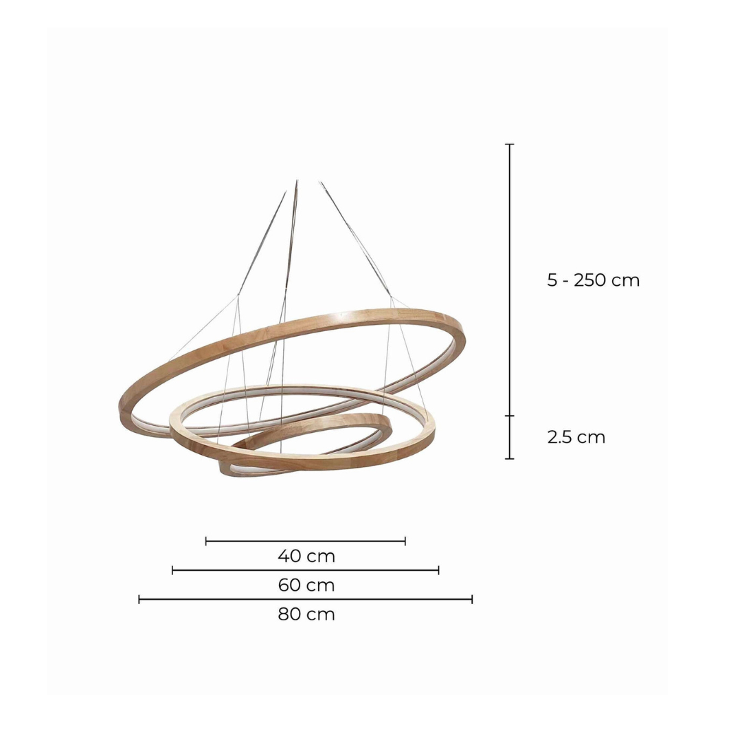 Ceclon Wooden LED Suspension Lamp – Dimmable Pendant with Adjustable Color Temperature | Natural Hévéa Wood