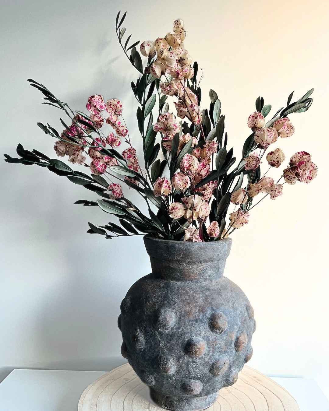 Dried Bougainvillea Flowers branch - Cream & Pink