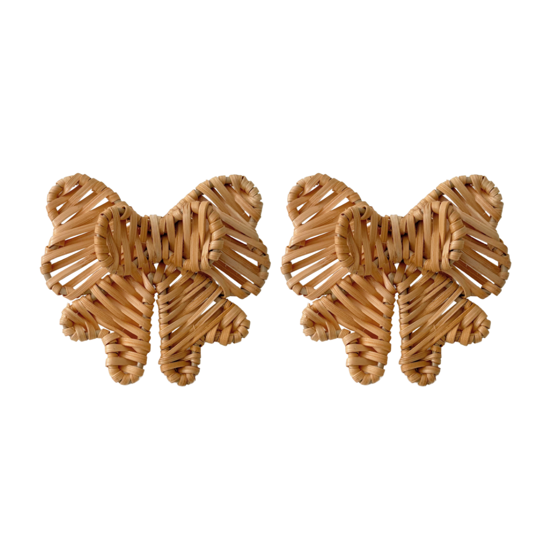 Double Bow Rattan Napkin Rings (Set of 2) | Statement Table Decor