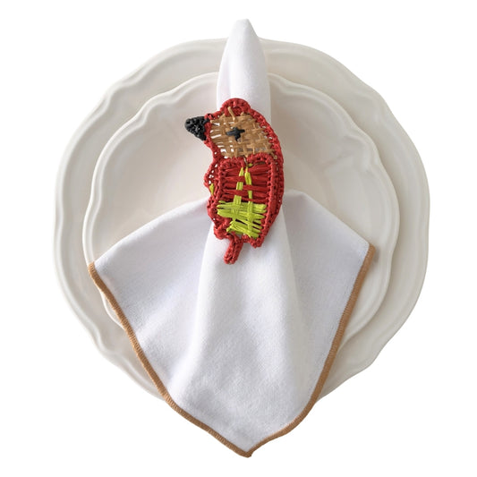 Handcrafted Parrot Raffia Napkin Rings (Set of 2) | Majestic Tropical Table Decor