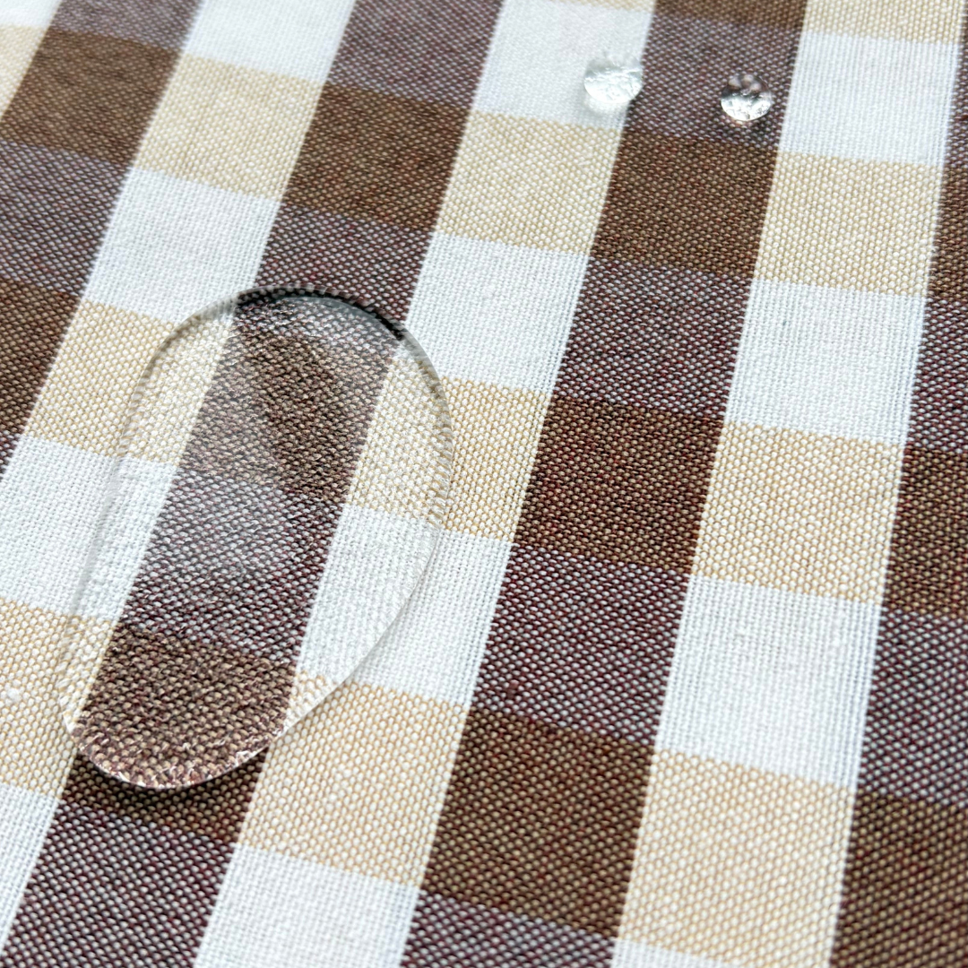 Brown & Beige Gingham Rectangular Water Repellent Tablecloth