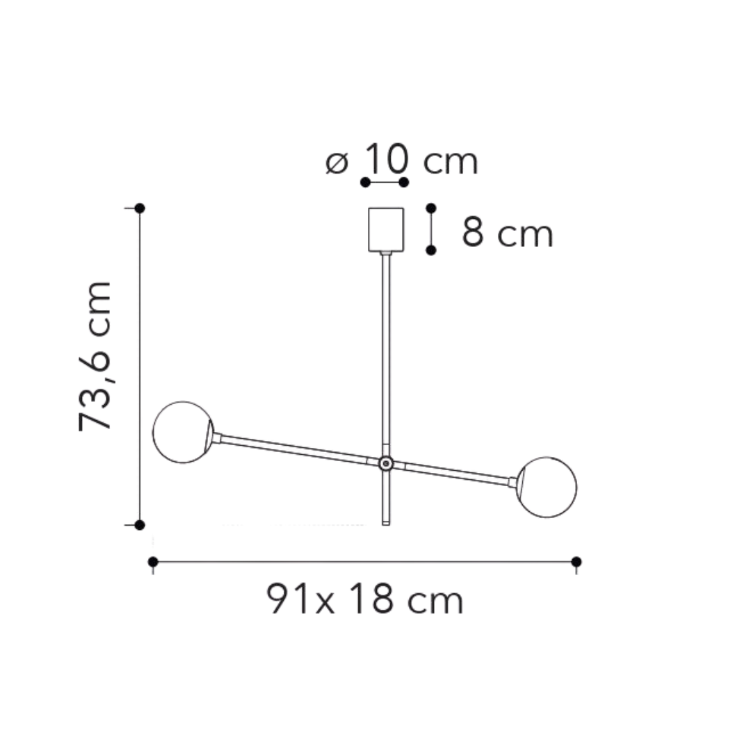 ANTITESI Pendant Lamp Black Metal -Gold Brass - Matt White (2 lights)