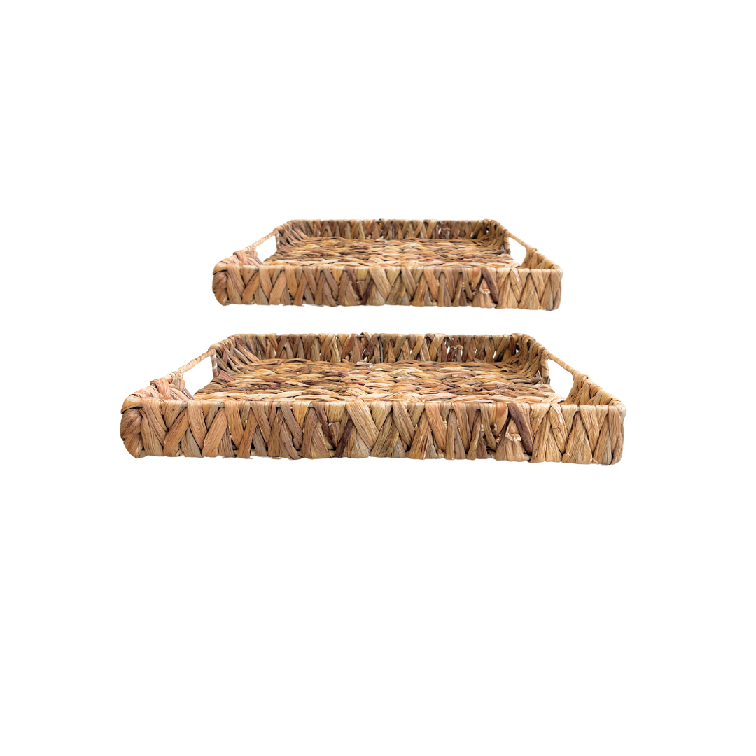 Set of 2 Water Hyacinth Trays – Natural