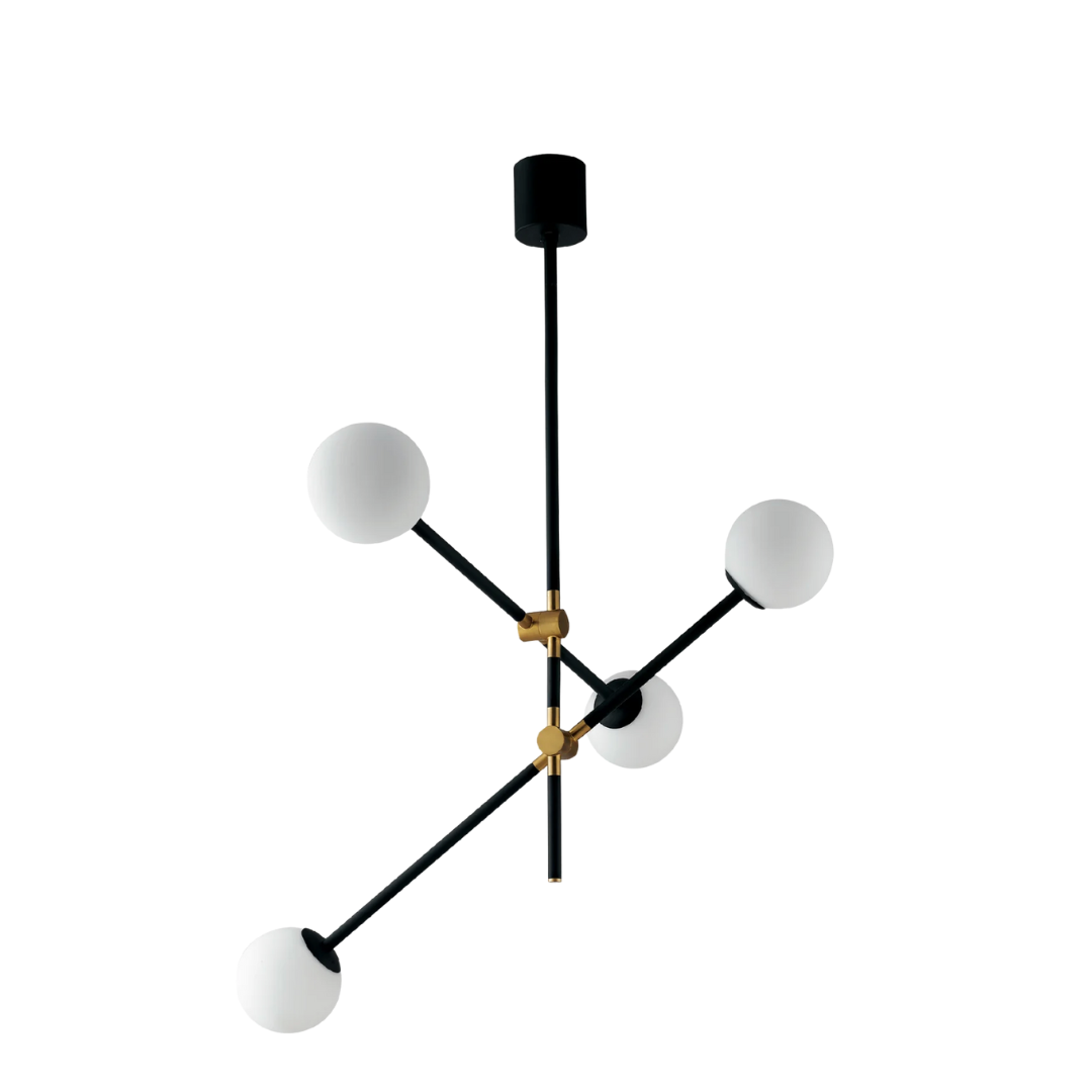 ANTITESI Pendant Lamp Black Metal -Gold Brass - Matt White (4 lights)