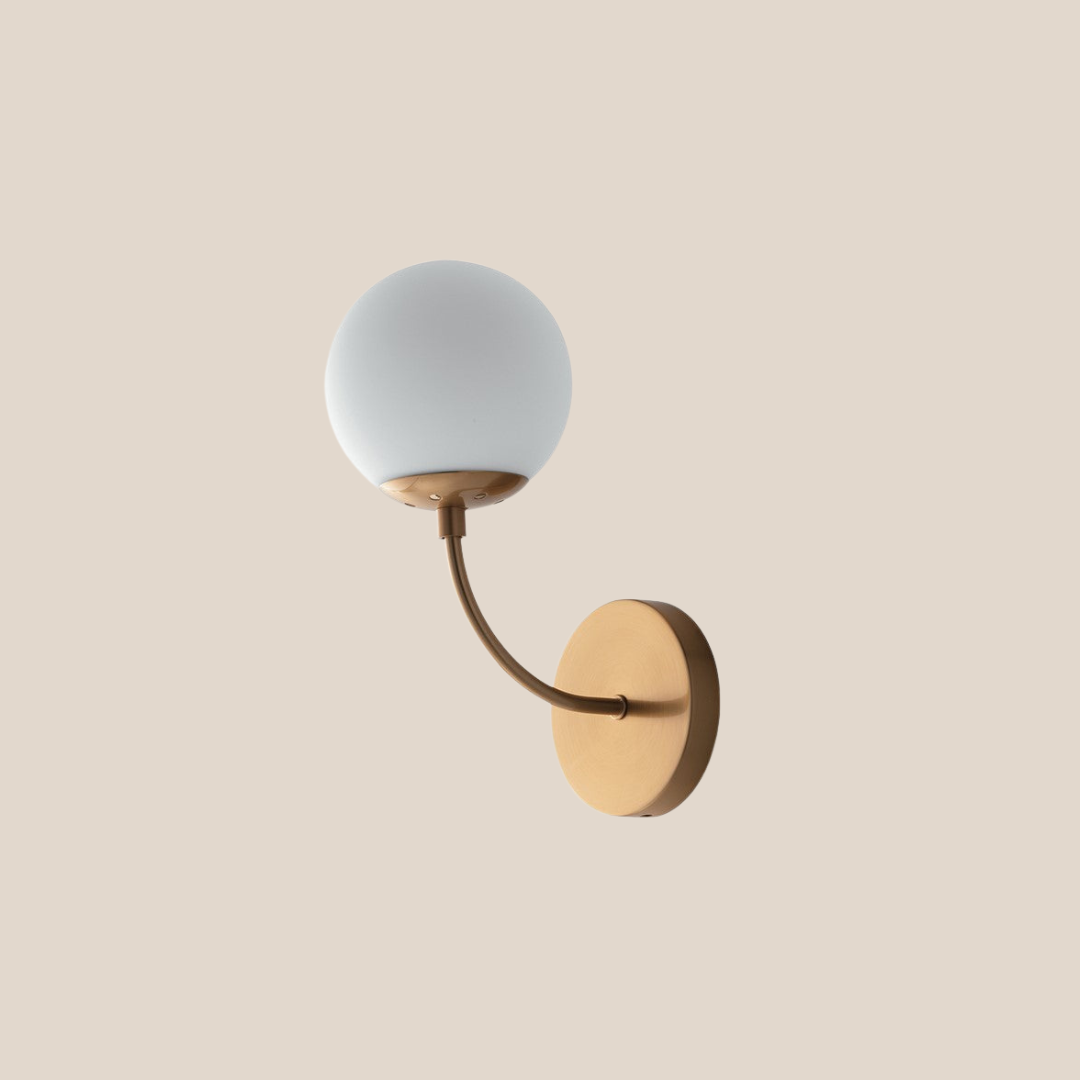 Themys Wall Lamp Satin gold metal and opal blown glass diffusers  (1 lights)