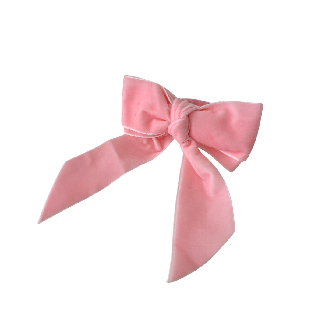 Velvet Pink Bow Napkin Rings - Set of 6