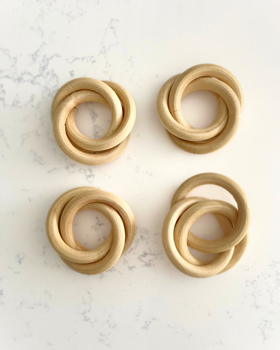 Wooden Trio Link Napkin Ring, Set of 4