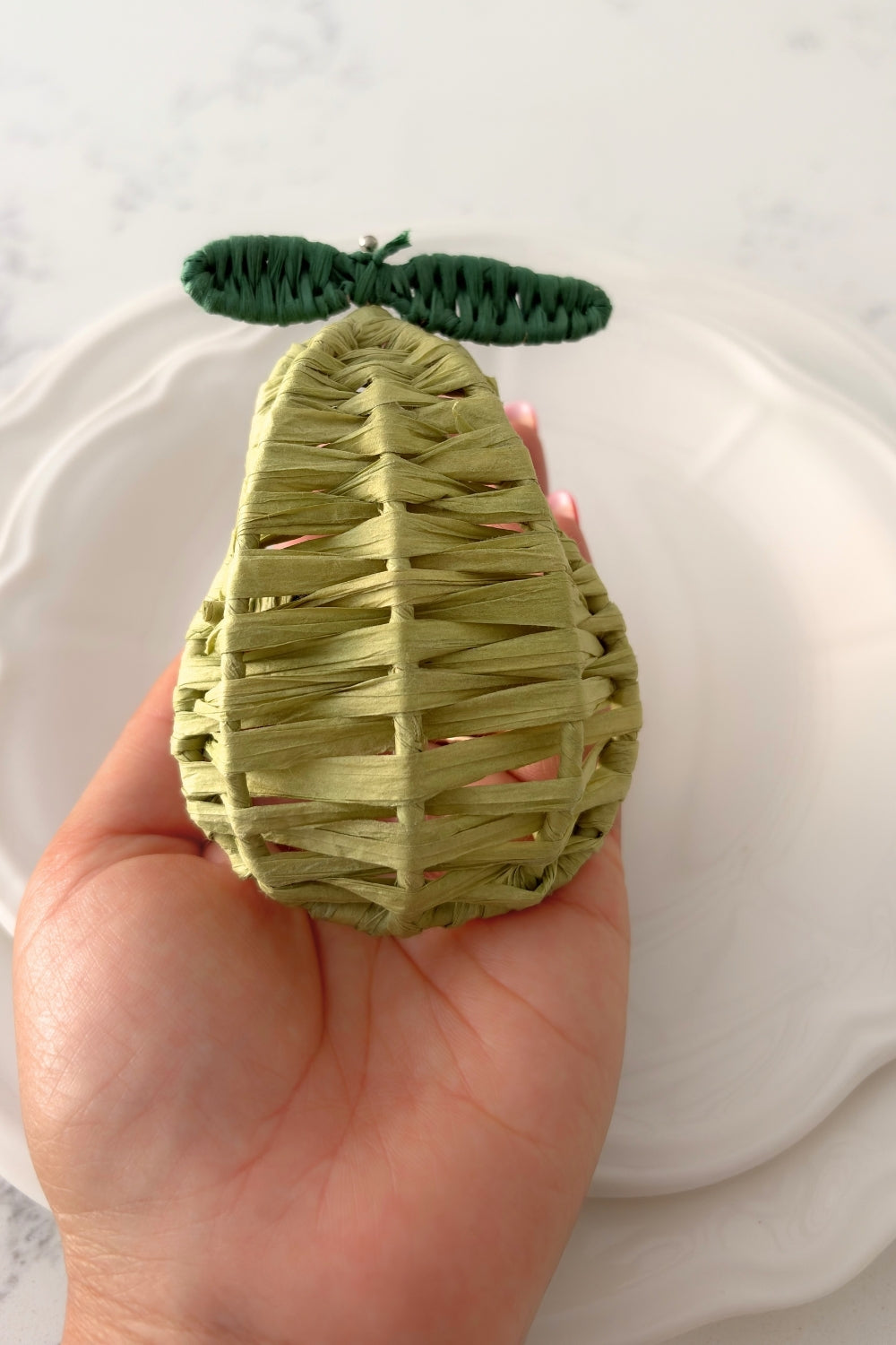 Pear Raffia Napkin Rings (Set of 2) | Artisan Boho Table Decor