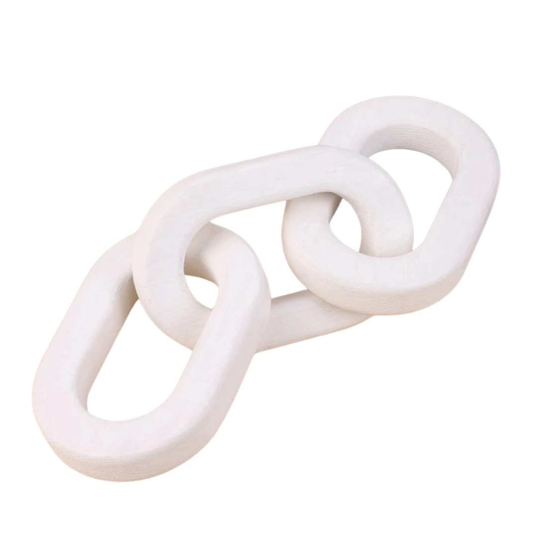 Wood Chain Link Decor, white
