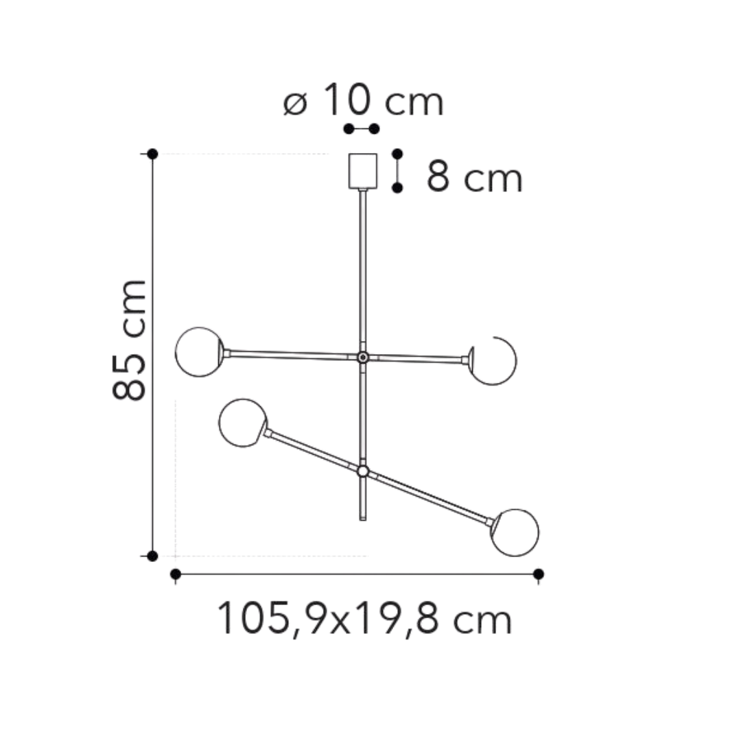 ANTITESI Pendant Lamp Black Metal -Gold Brass - Matt White (4 lights)