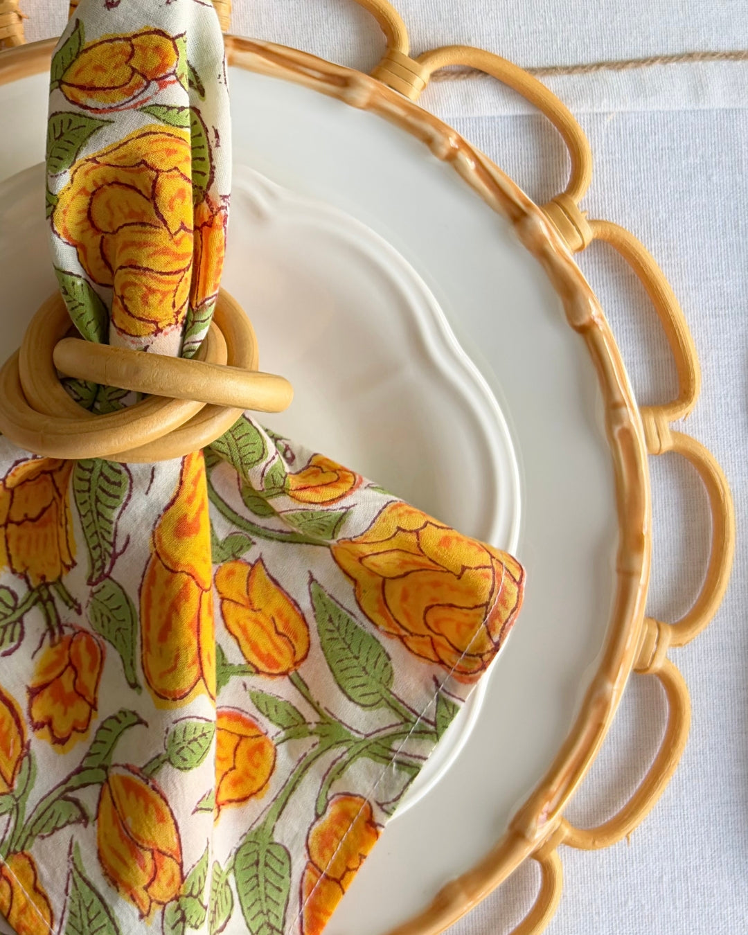 Sol Flora Rattan Placemat (Round) | D33cm Underplate