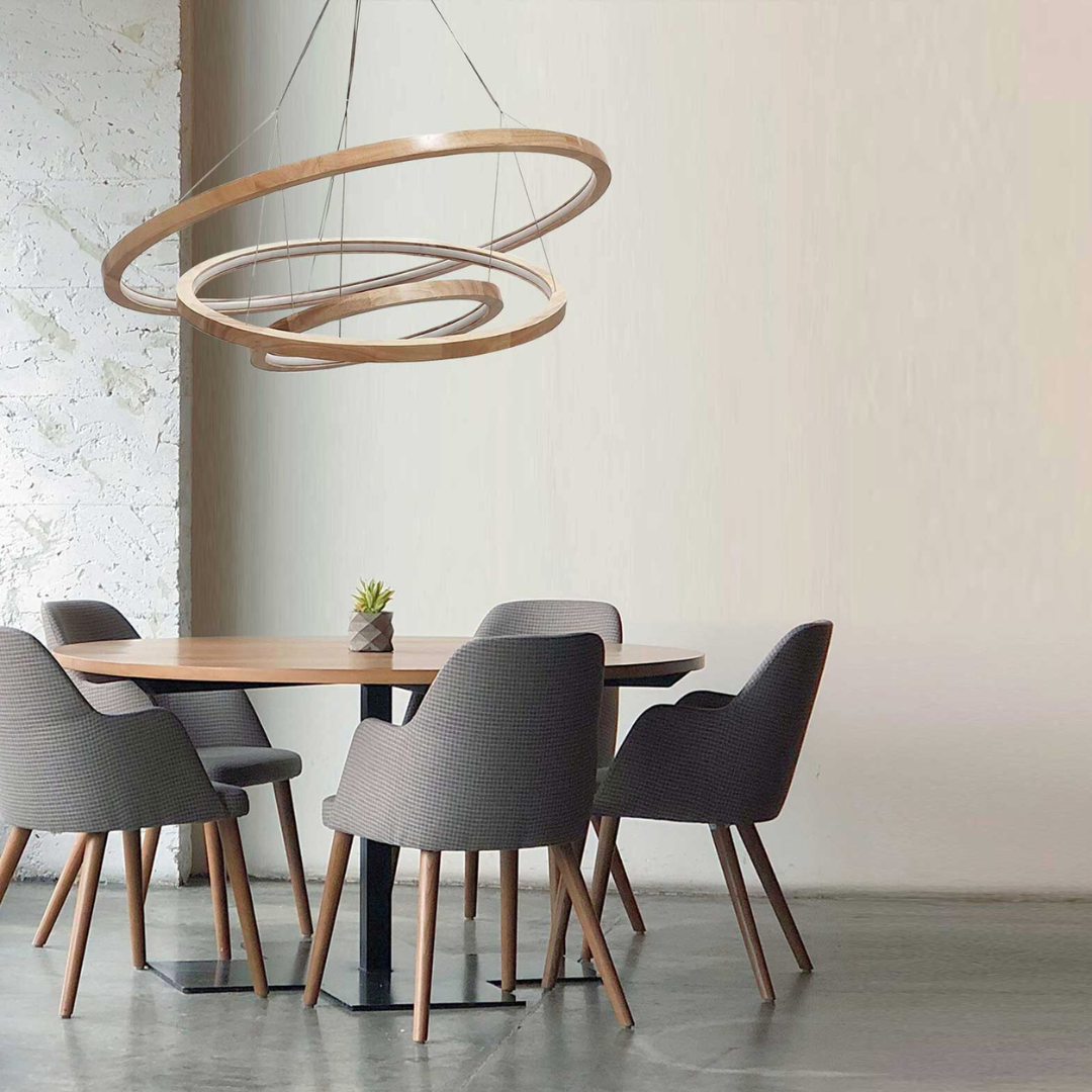 Ceclon Wooden LED Suspension Lamp – Dimmable Pendant with Adjustable Color Temperature | Natural Hévéa Wood