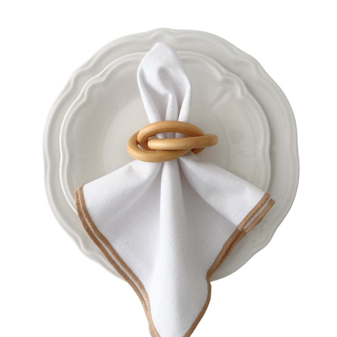 Wooden Trio Link Napkin Ring, Set of 4 (Dark)