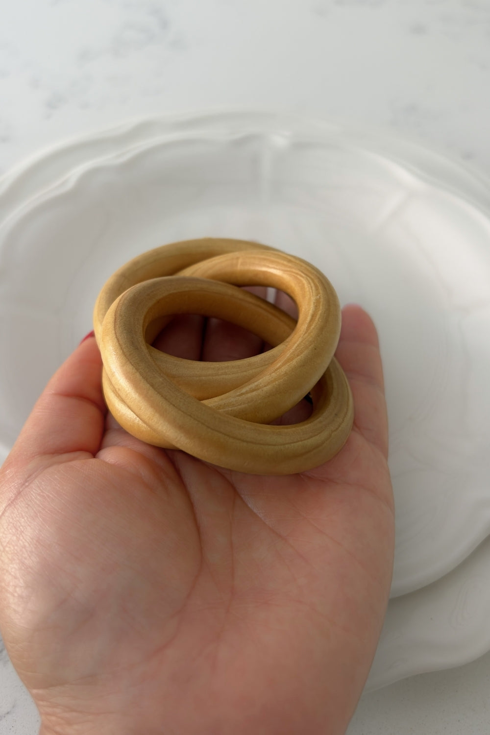 Wooden Trio Link Napkin Ring, Set of 4 (Dark)