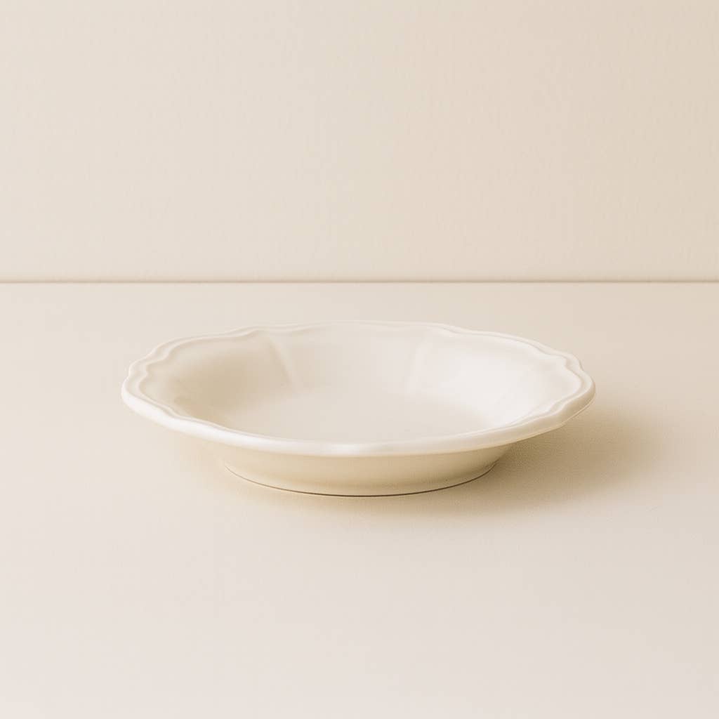 Charlotte 22cm White Stoneware Deep Plates - Set of 6 | Timeless Ceramic Pasta & Soup Bowls | High-Resilience Turkish Craftsmanship