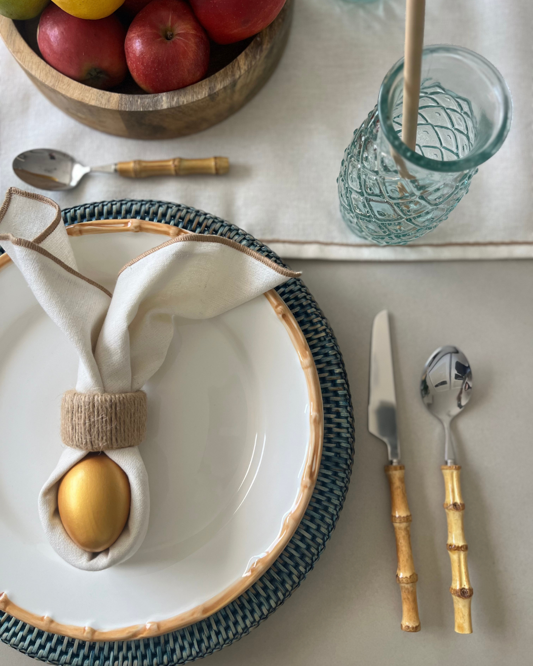 Rattan Charger Plate / Under Plate - Blue