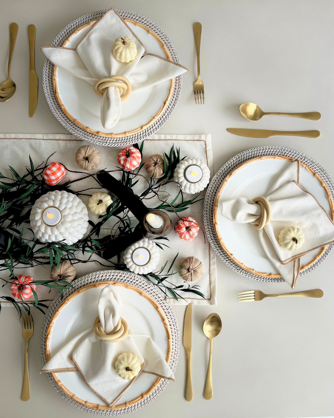 Bamboo Trim Porcelain Dinner Plate 27cm (Set of 8 Pcs)