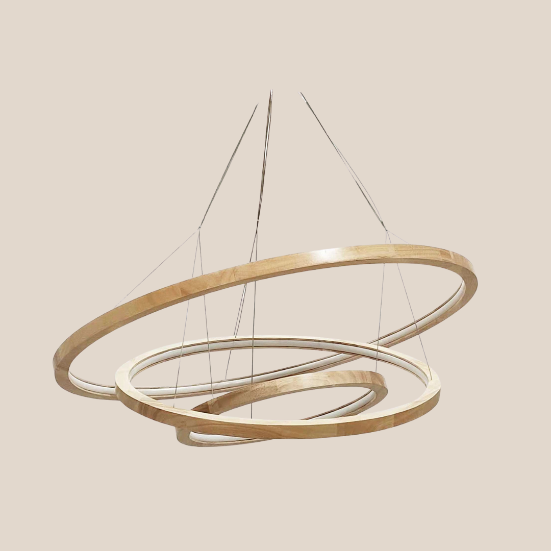 Ceclon Wooden LED Suspension Lamp – Dimmable Pendant with Adjustable Color Temperature | Natural Hévéa Wood