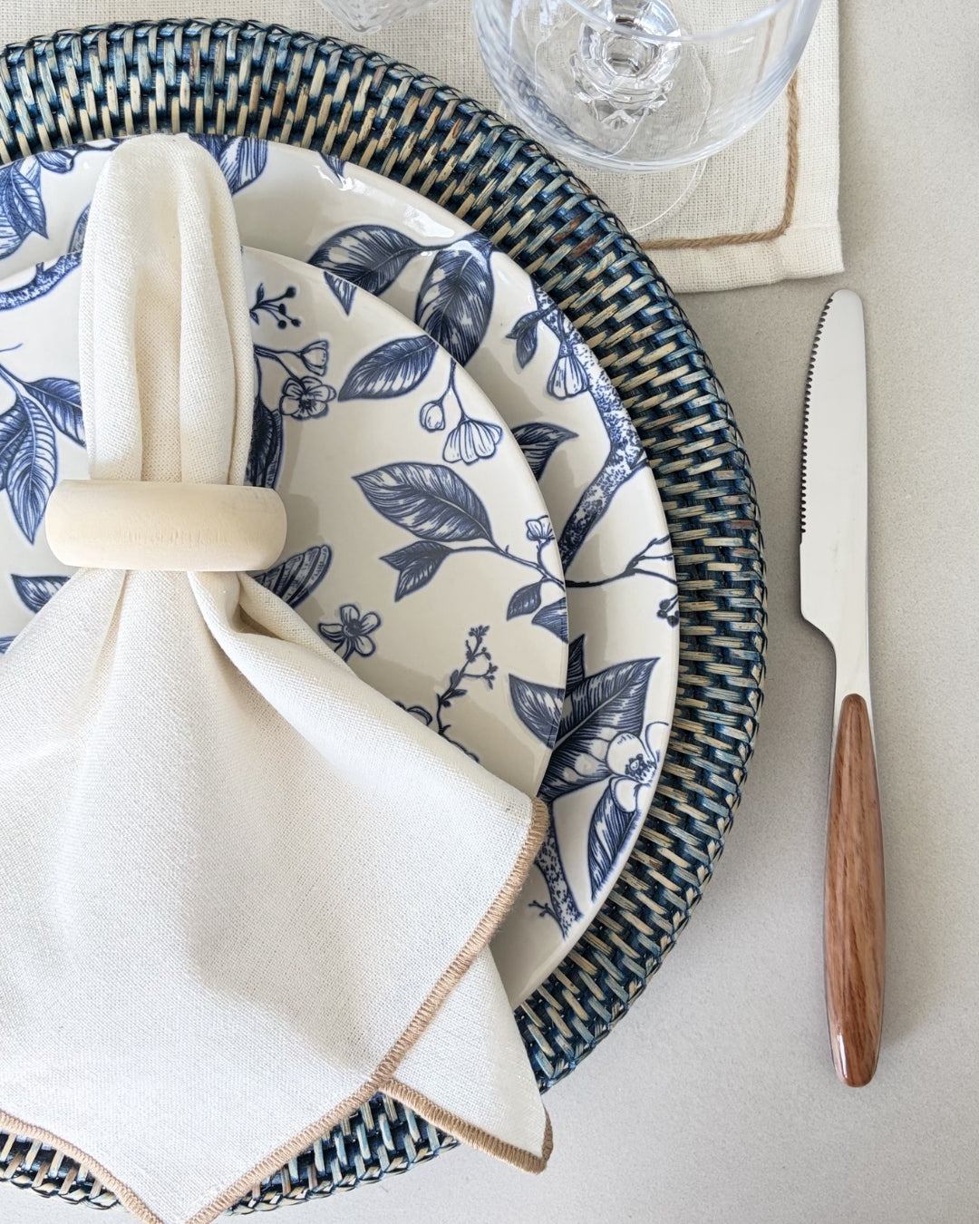 Colibri 12-Piece Ceramic Dinnerware Set | Blue Nature-Inspired Relief Design | Featured in InsideKent Magazine "Blue True" 2026