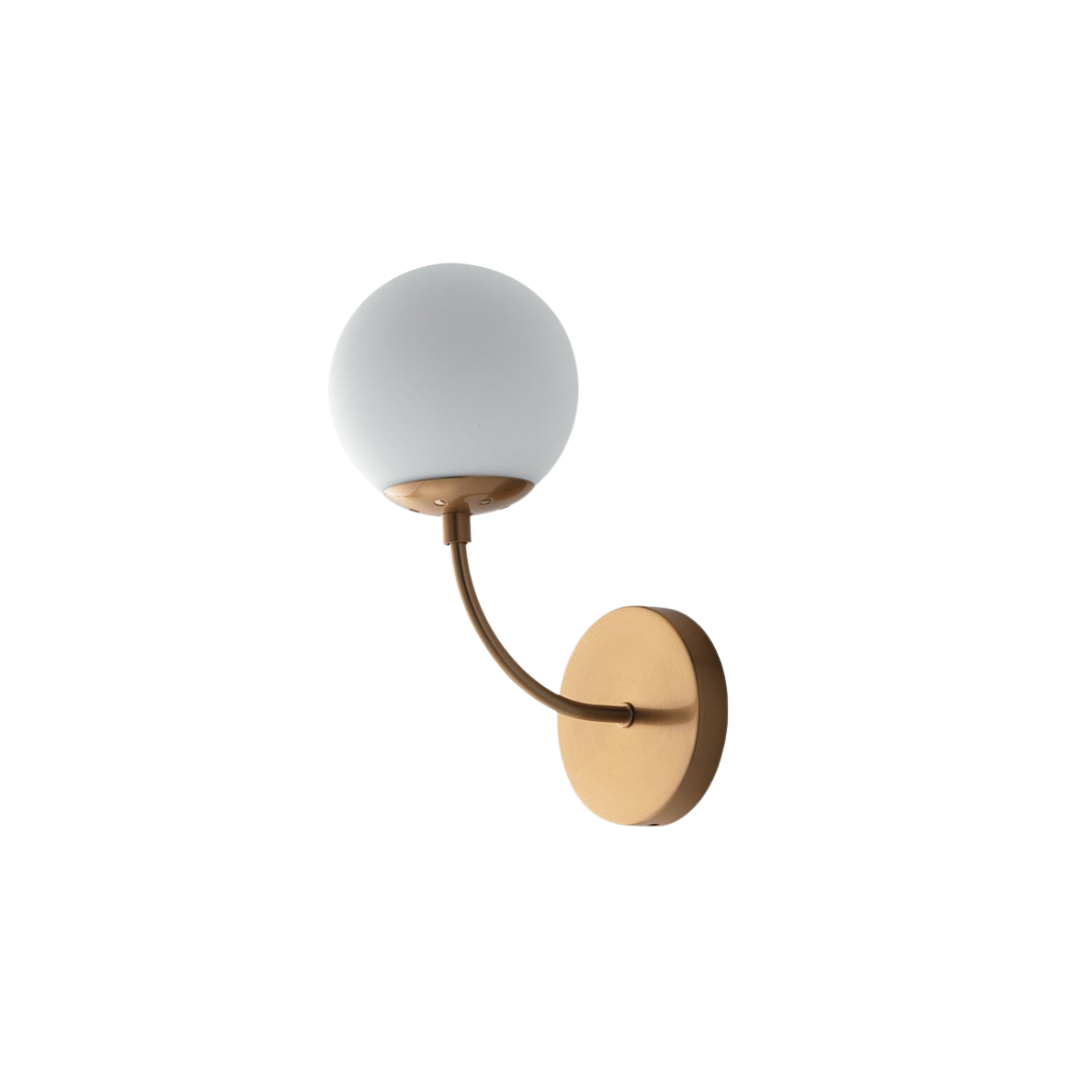 Themys Wall Lamp Satin gold metal and opal blown glass diffusers  (1 lights)