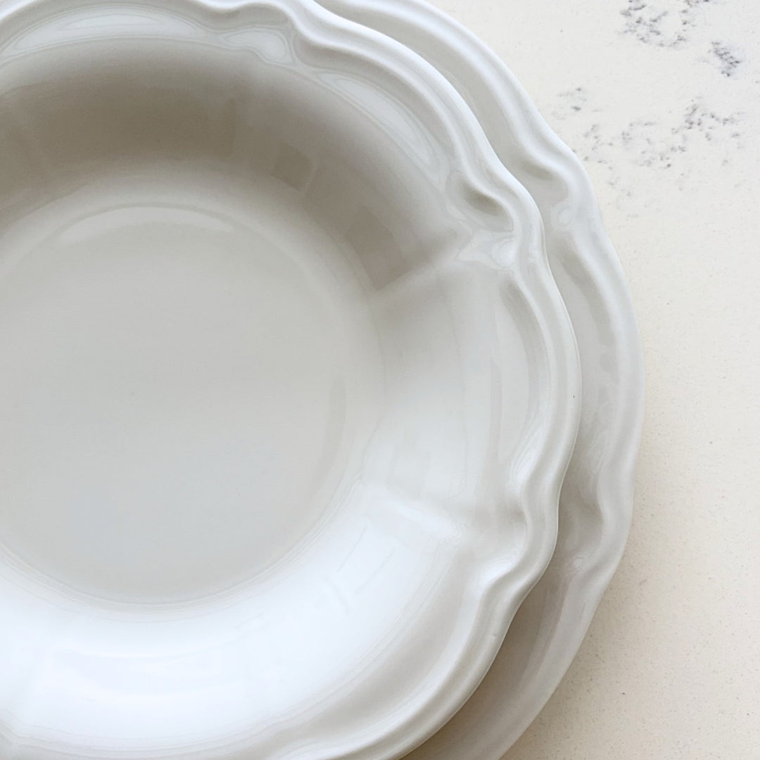 Charlotte 22cm White Stoneware Deep Plates - Set of 6 | Timeless Ceramic Pasta & Soup Bowls | High-Resilience Turkish Craftsmanship