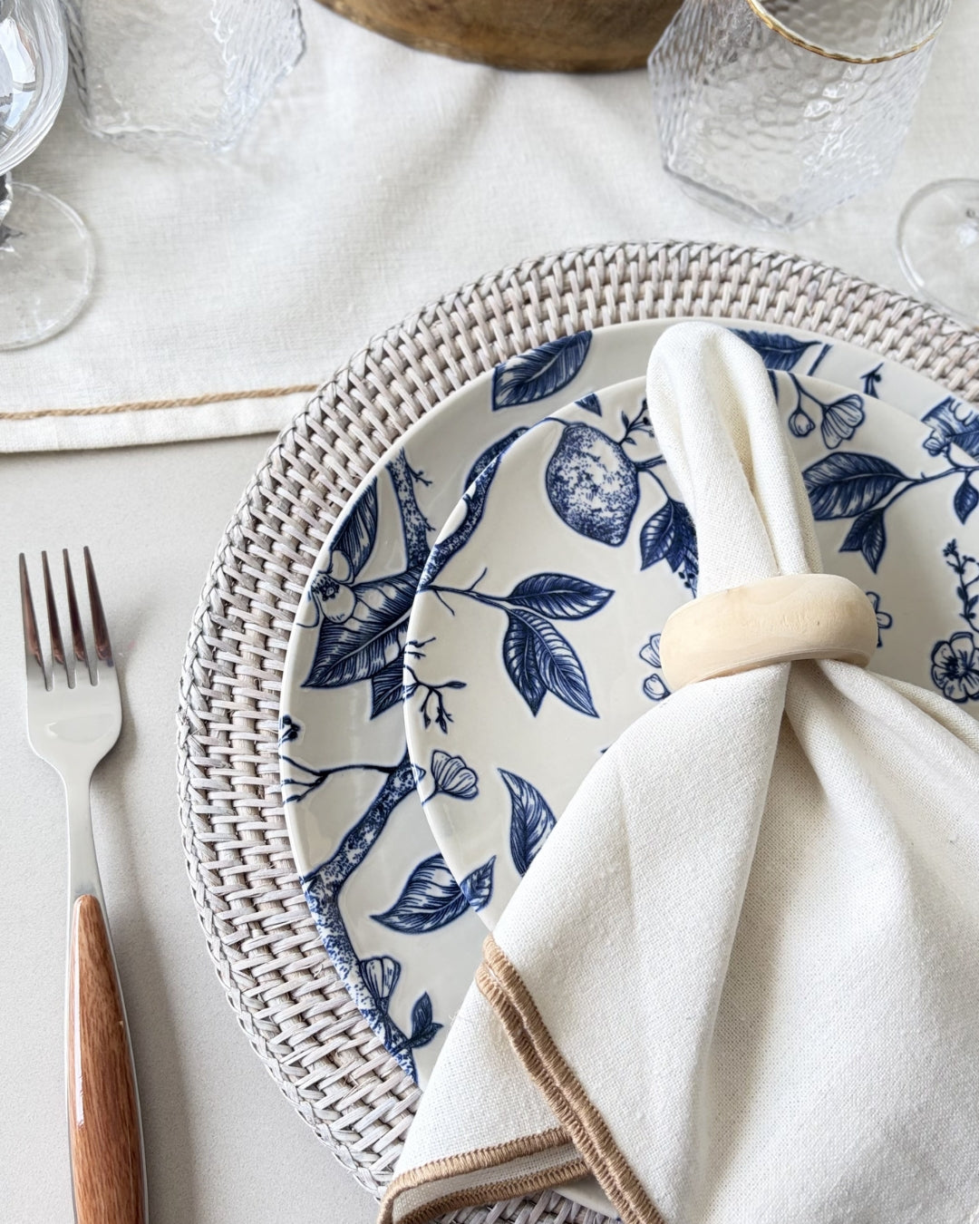 Colibri 12-Piece Ceramic Dinnerware Set | Blue Nature-Inspired Relief Design | Featured in InsideKent Magazine "Blue True" 2026