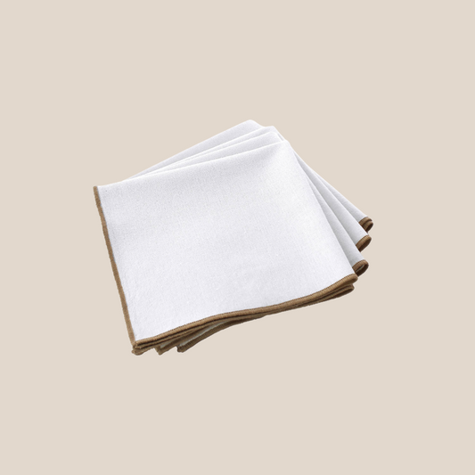 LINA Natural Napkins - Recycled Cotton Cloth Napkins Set of 4 (White Color)