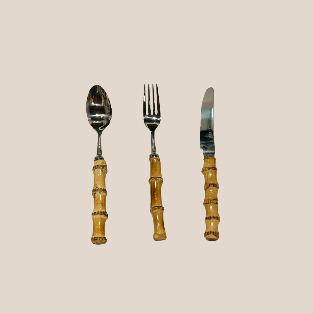 Bamboo Cutlery Silver - Set of 18