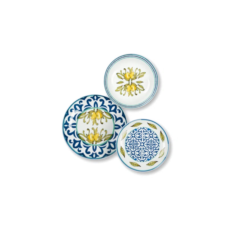 Complete Excelsa Amalfi 18-piece porcelain dinnerware set, Italian design for 6 people.