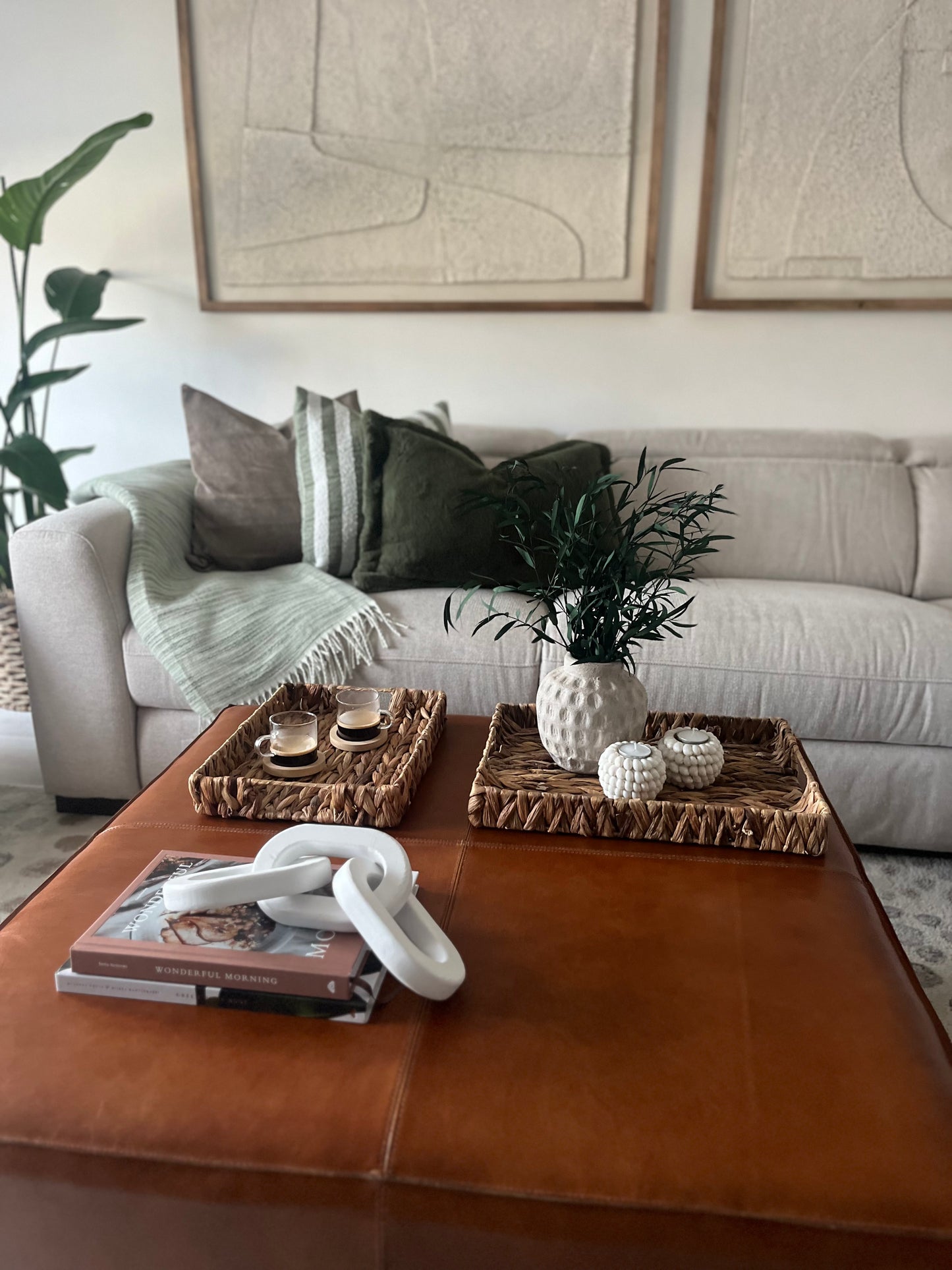 Wood Chain Link Decor, white