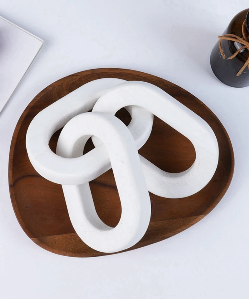 Wood Chain Link Decor, white