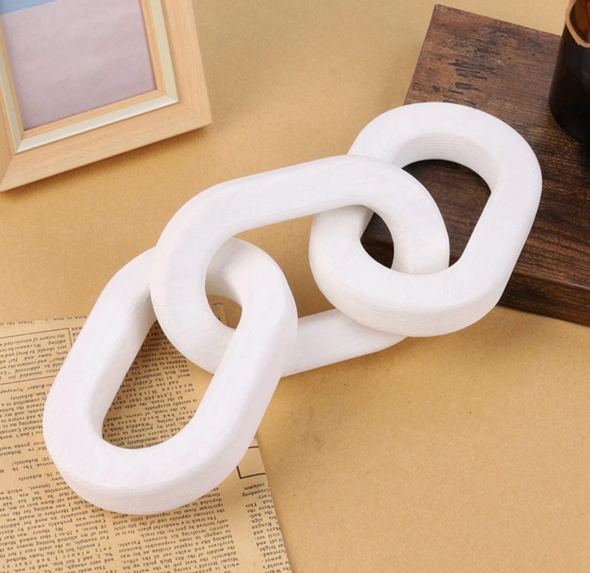 Wood Chain Link Decor, white