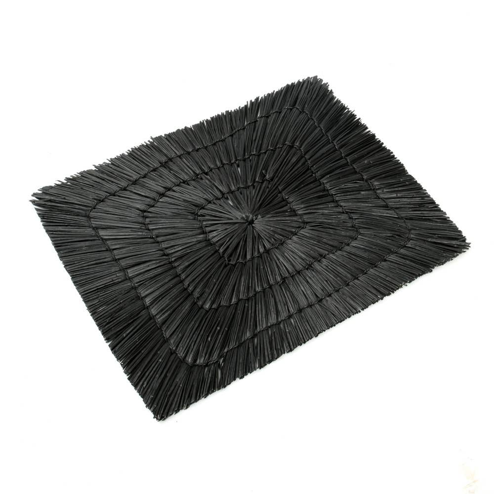 Set of 4 Raffia Placemat (Black) - The Alang Alang Rectangular