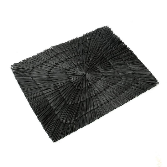 Set of 4 Raffia Placemat (Black) - The Alang Alang Rectangular