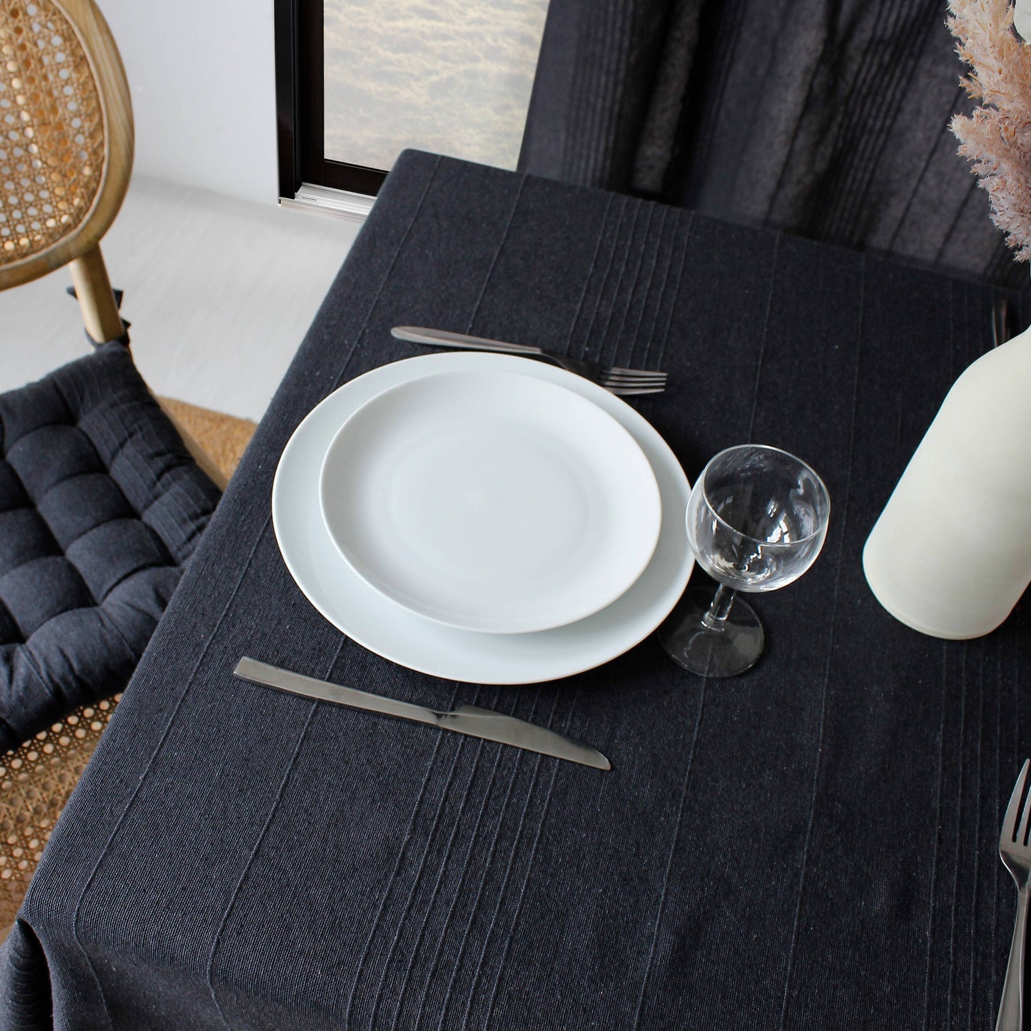Bombay Natural Tablecloth, Recycled Cotton (140x240cm ANTHRACITE Color)