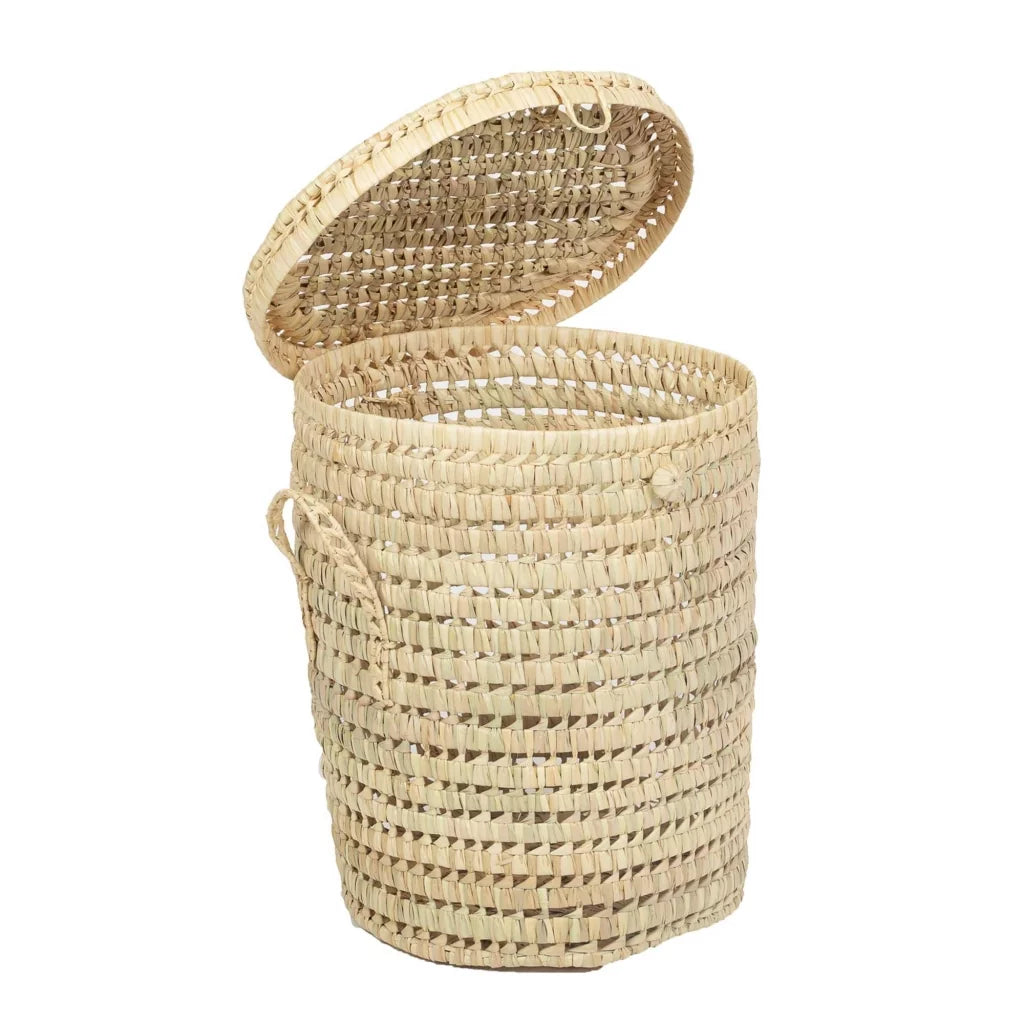 Palm Leaf Storage Basket with Lid