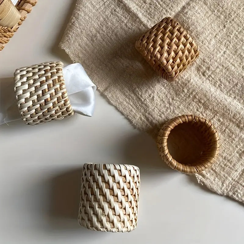 Lara - Bamboo Rattan Napkin Ring, Set of 4
