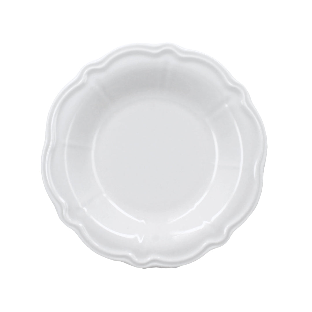 Set of 6 Charlotte 22cm white stoneware deep plates, elegant soup and pasta plates made in Turkey.
