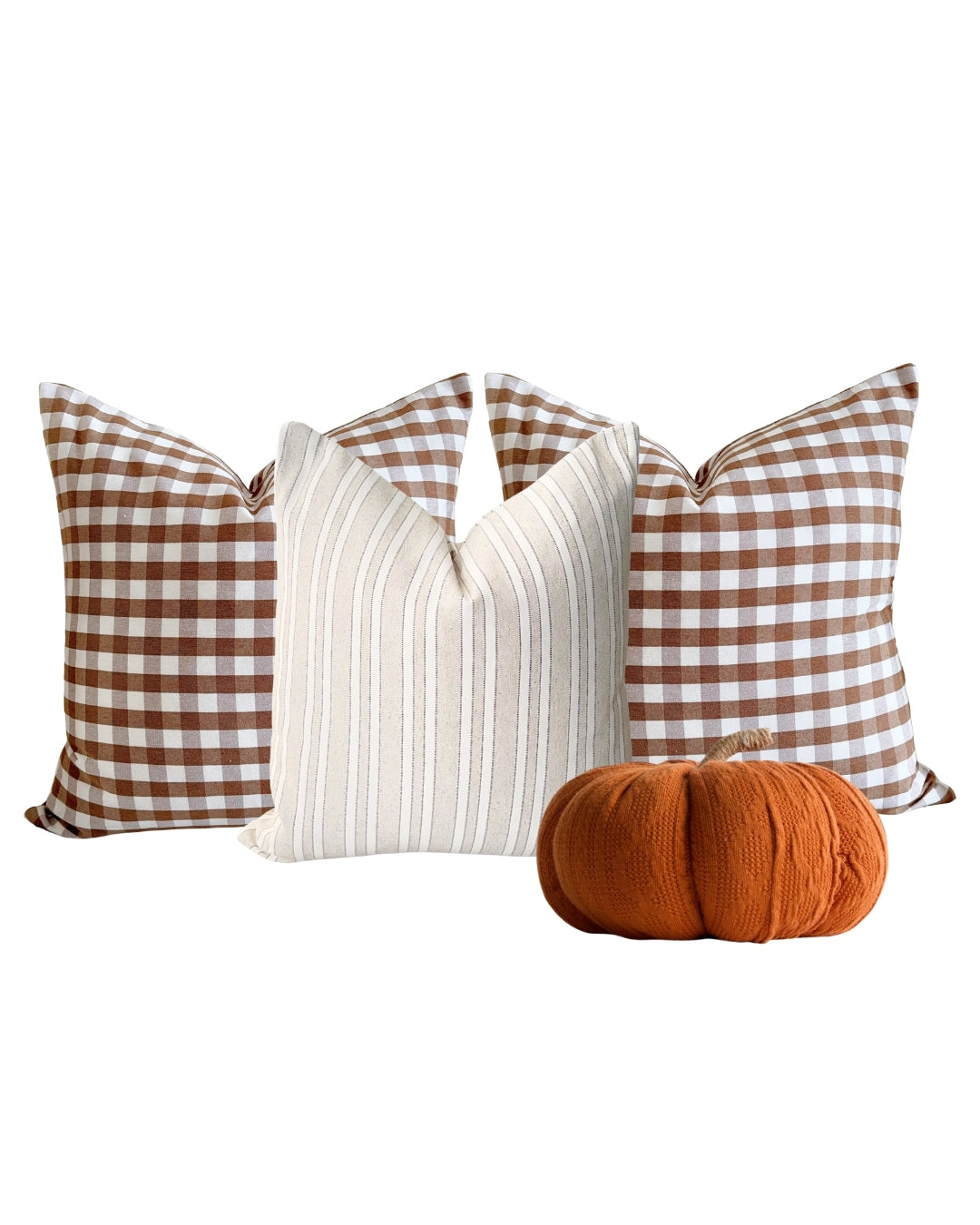 Brown Gingham Water-Repellent Cushion Covers 45x45 cm (Set of 2) | Indoor/Outdoor