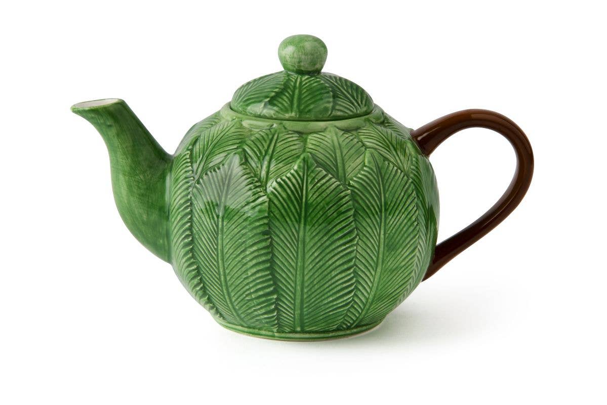 Foliage Botanical Ceramic Teapot | 500ml Green Leaf Excelsa Design